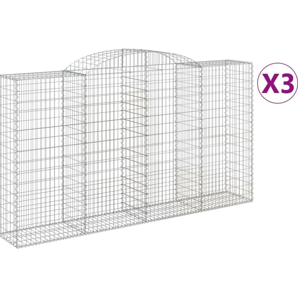 Kaareva kivikori 200x30x140/160 cm galvanoitu rauta (53487)