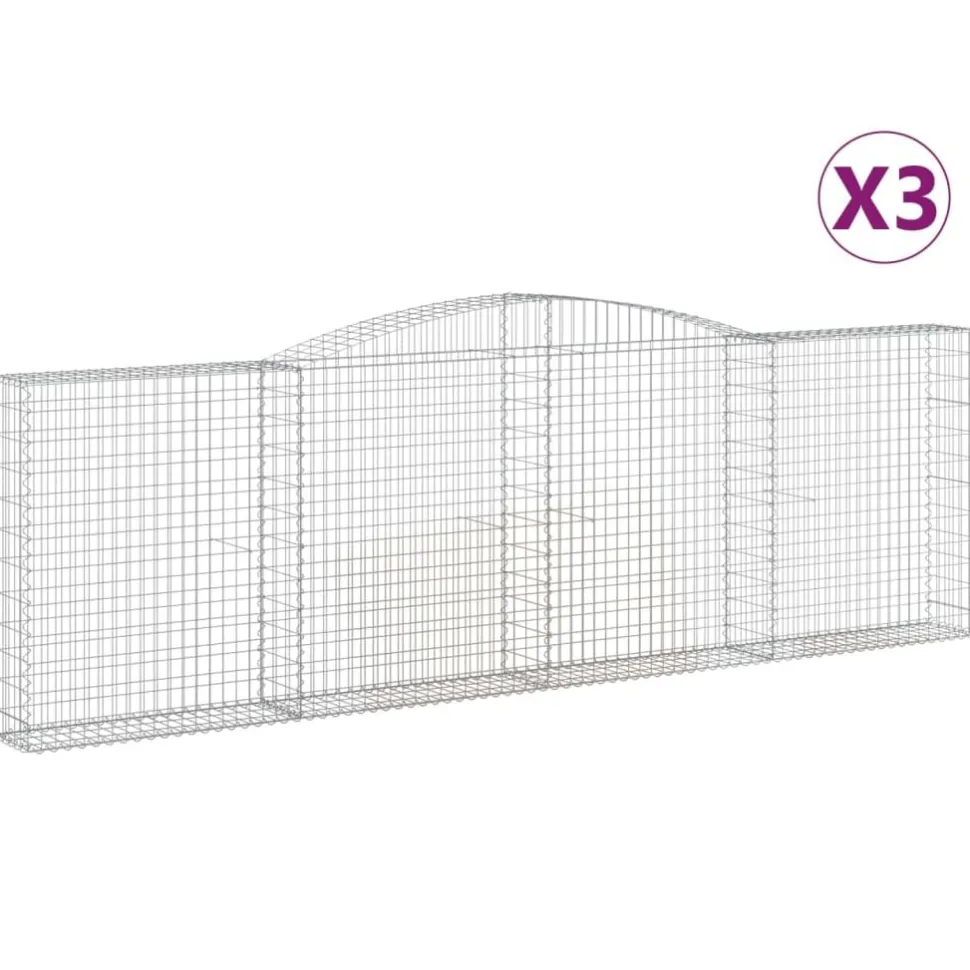 Kaareva kivikori 200x30x140/160 cm galvanoitu rauta (53487)