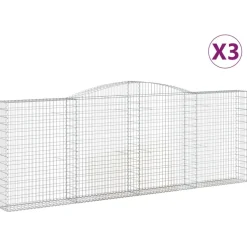 Kaareva kivikori 200x30x140/160 cm galvanoitu rauta (53487)