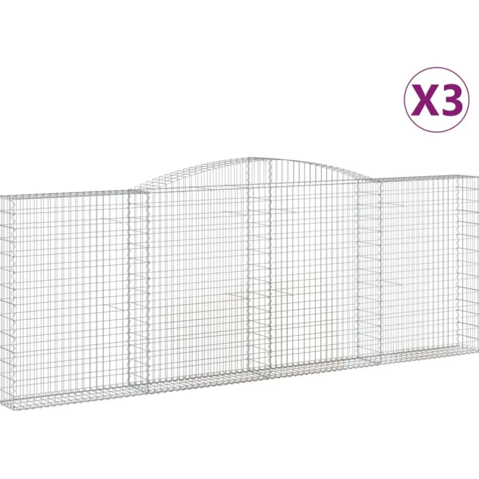 Kaareva kivikori 200x30x140/160 cm galvanoitu rauta (53487)