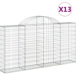 Kaareva kivikori 200x30x140/160 cm galvanoitu rauta (53487)