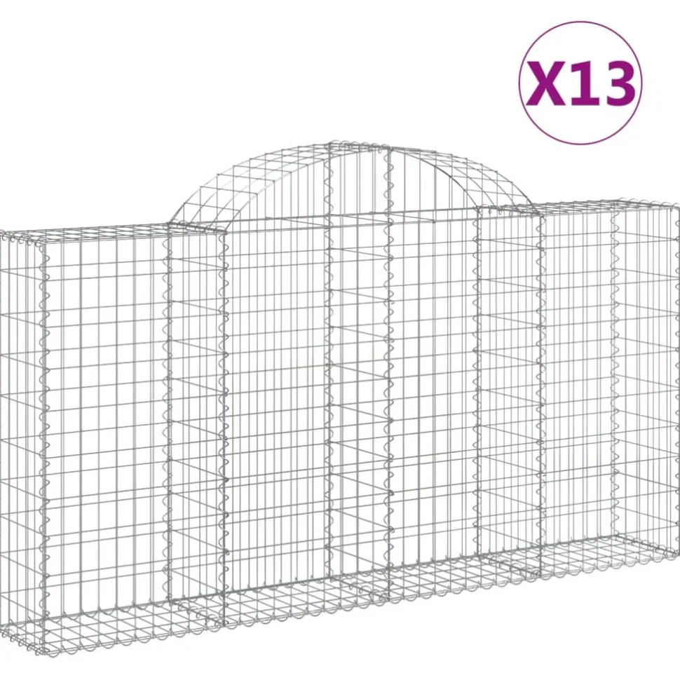Kaareva kivikori 200x30x140/160 cm galvanoitu rauta (53487)
