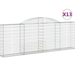 Kaareva kivikori 200x30x140/160 cm galvanoitu rauta (53487)