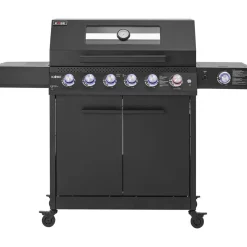 Kaasugrilli Kobe Premium 6+1, 5 poltinta, sivukeitin, Sear-poltin, lasikansi, musta