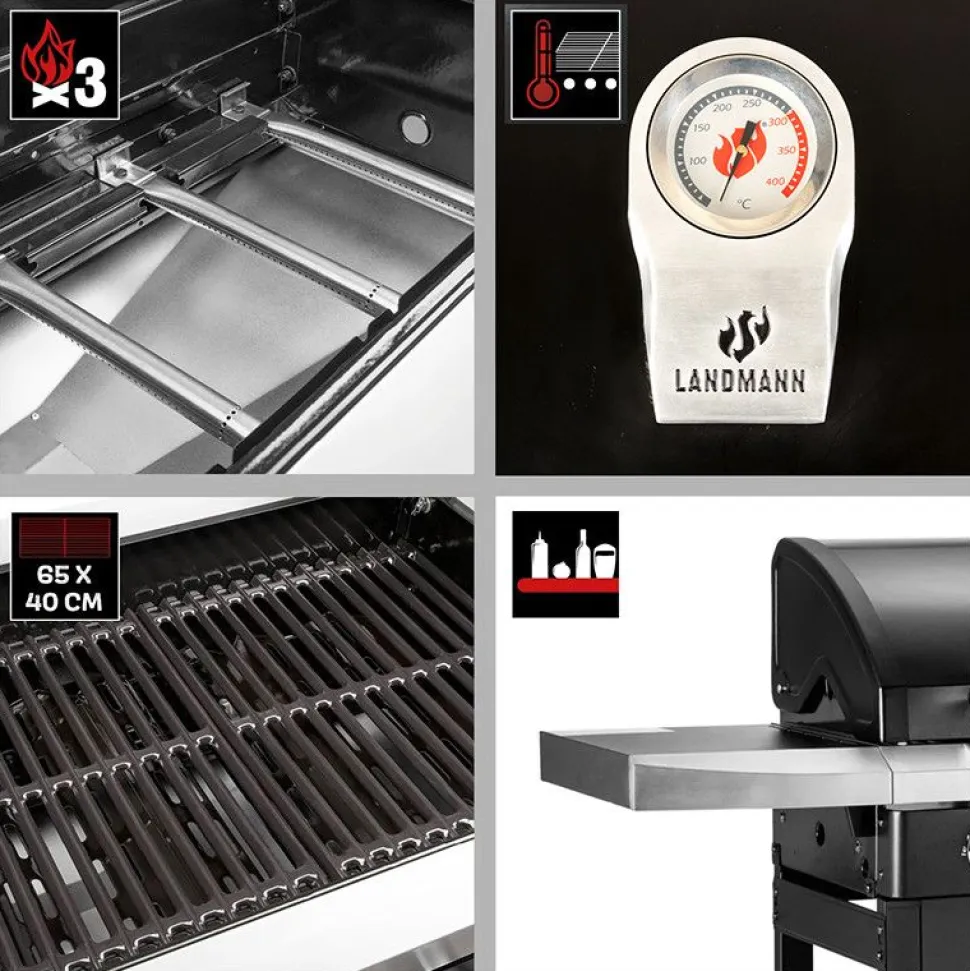 Kaasugrilli Landmann Rexon 12236 3.0 Sapphire Black 3 poltinta