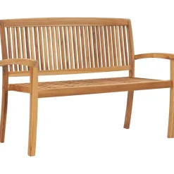 Kahdenistuttava ja pinottava puutarhapenkki 128.5 cm tiikki