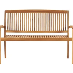 Kahdenistuttava ja pinottava puutarhapenkki 128.5 cm tiikki