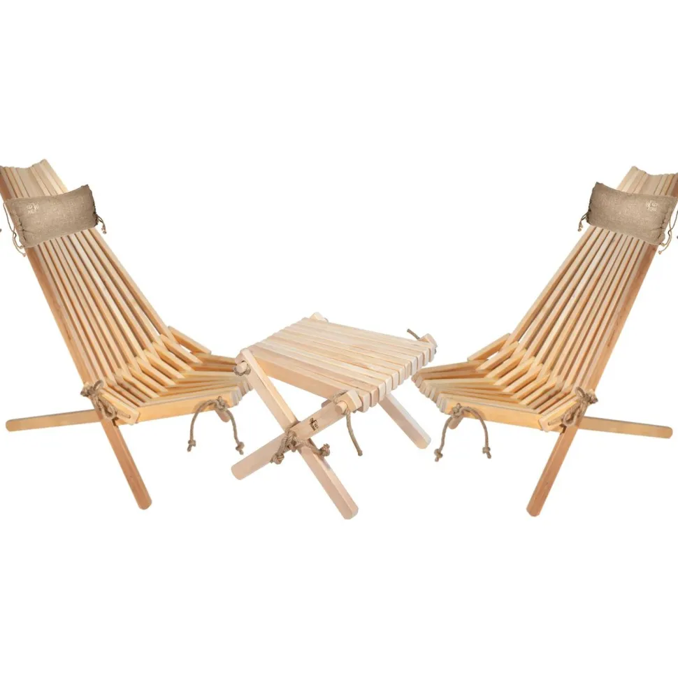 Kalusteryhmä EcoFurn, Ekotuoli 2 kpl+ niskatyyny 2 kpl+ Lilli-taso tervaleppä,natural