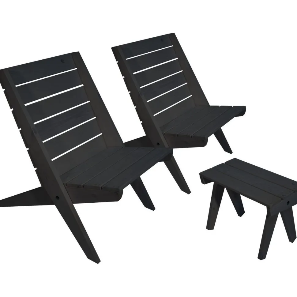 Kalusteryhmä EcoFurn Granny, 2 tuolia + pöytä, mänty