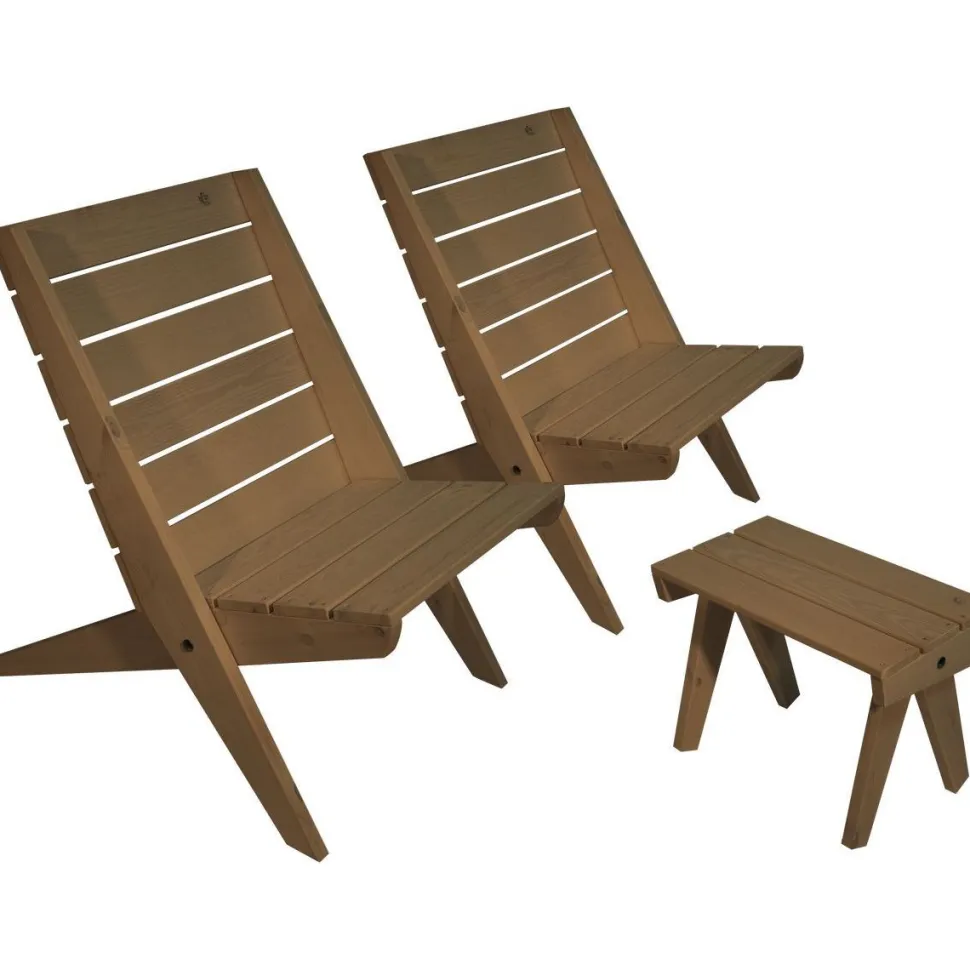 Kalusteryhmä EcoFurn Granny, 2 tuolia + pöytä, mänty