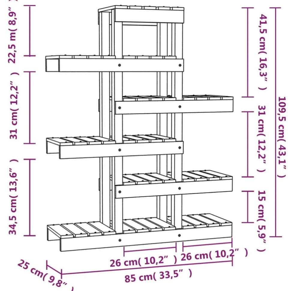 Kasviteline hunajanruskea 104,5x25x77,5 cm, mänty