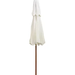 2-kerroksinen aurinkovarjo 270x270cm puutanko kermanvalkoinen