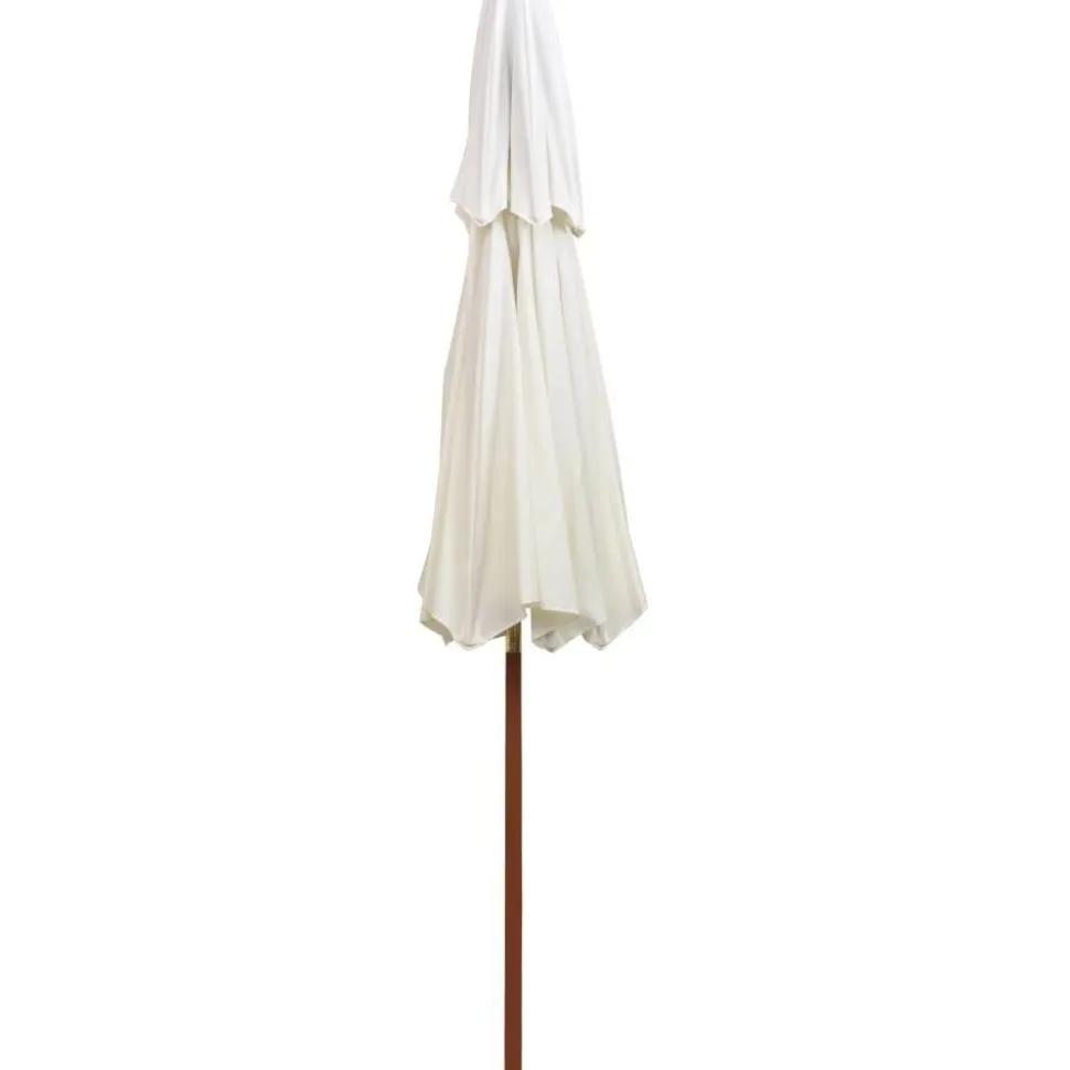 2-kerroksinen aurinkovarjo 270x270cm puutanko kermanvalkoinen