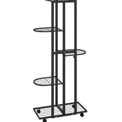 5-kerroksinen Kukkateline pyörillä 44x23x100 cm valkoinen rauta