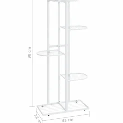 4-kerroksinen kukkateline 43x22x76 cm valkoinen metalli