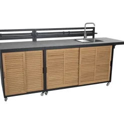Kesäkeittiön allasmoduuli Brafab Fornax, 140x74cm, musta/tiikki