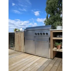 Kesäkeittiön integroitava kaasugrilli Myoutdoorkitchen Nordic Line Stainless, 5 poltinta, musta