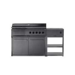 Kesäkeittiön integroitava kaasugrilli Myoutdoorkitchen Nordic Line Stainless, 5 poltinta, musta