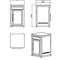 Kesäkeittiön jääkaappimoduuli Myoutdoorkitchen, vapaasti seisova, ruostumaton teräs 63 l,