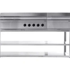 Kesäkeittiön kaasu- ja hiiligrillimoduuli Myoutdoorkitchen Nordic Line, 5 poltinta, 180cm, ruostumaton teräs