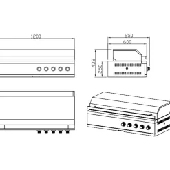 Kesäkeittiön kaasu- ja hiiligrillimoduuli Myoutdoorkitchen Nordic Line, 5 poltinta, 180cm, ruostumaton teräs