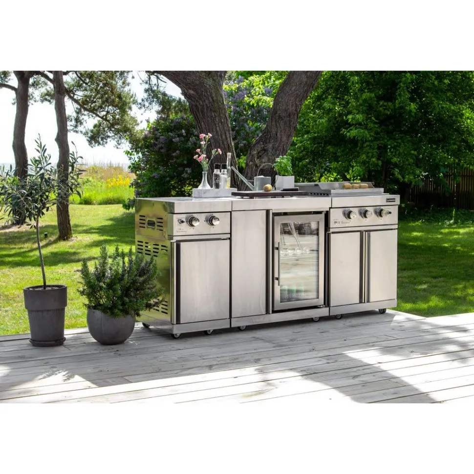 Kesäkeittiön kahden sivupolttimen moduuli Myoutdoorkitchen Stainless Collection