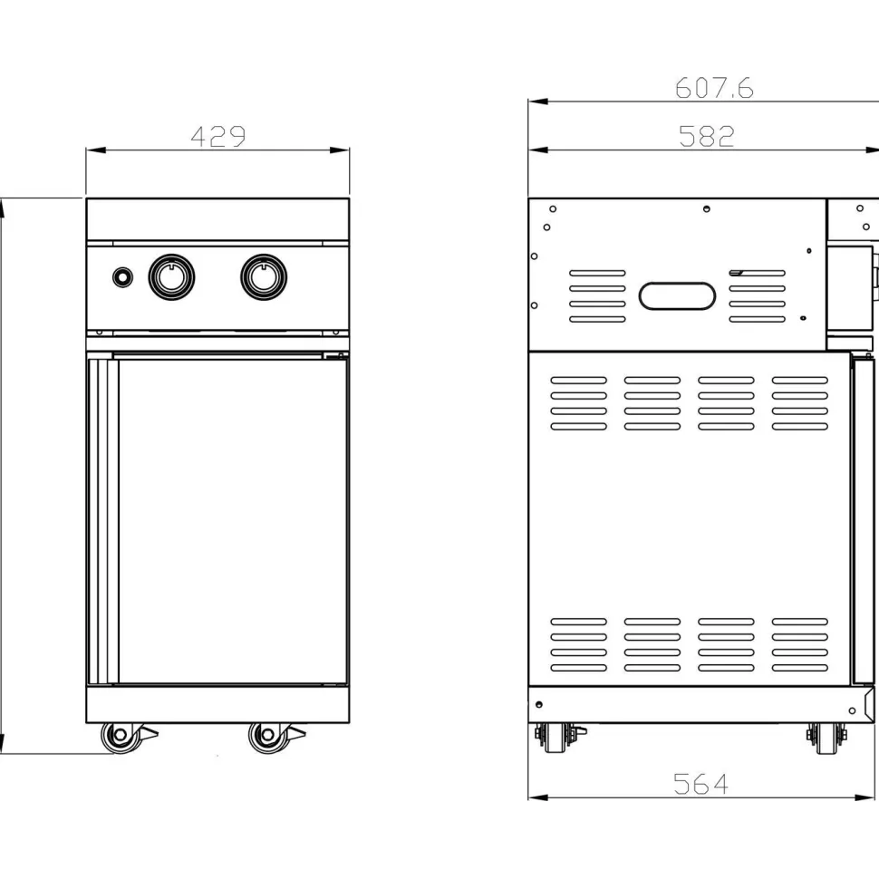 Kesäkeittiön kahden sivupolttimen moduuli Myoutdoorkitchen Stainless Collection