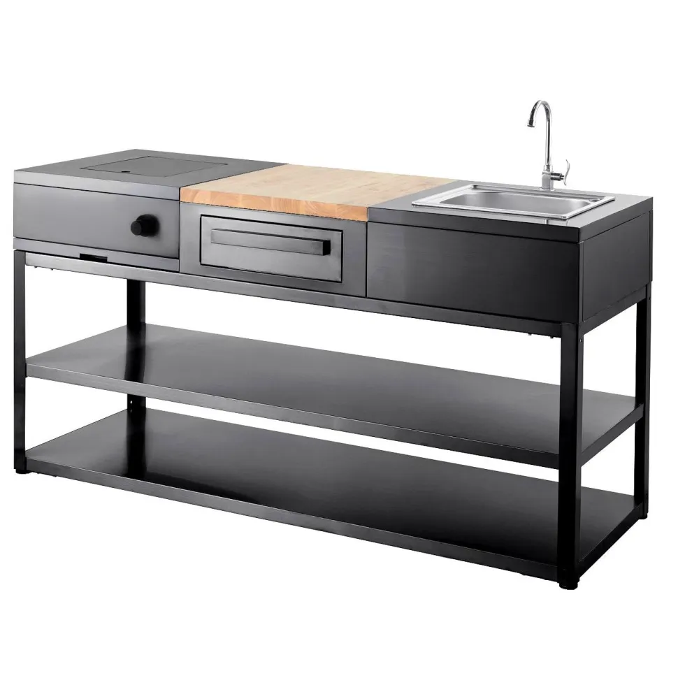 Kesäkeittiön perusmoduuli Myoutdoorkitchen 180 cm 3 moduulia musta