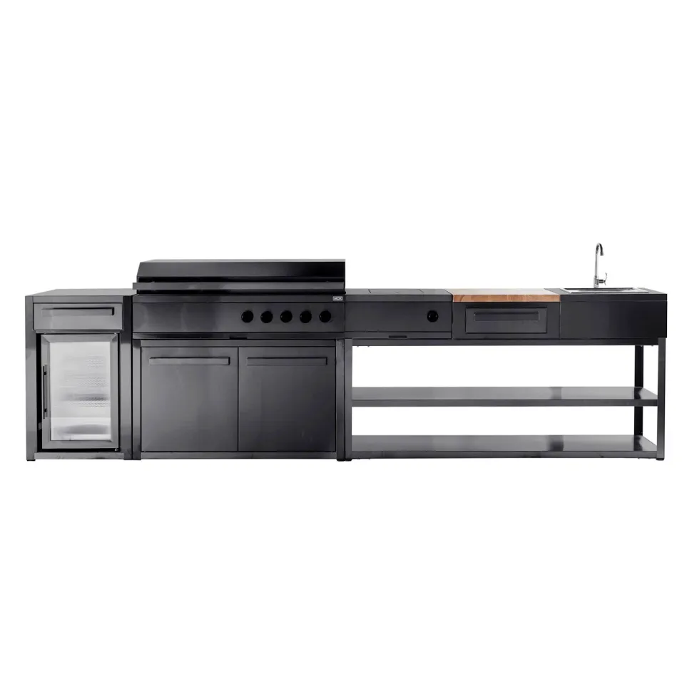 Kesäkeittiön perusmoduuli Myoutdoorkitchen 180 cm 3 moduulia musta
