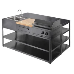 Kesäkeittiön perusmoduuli Myoutdoorkitchen 180 cm 3 moduulia musta