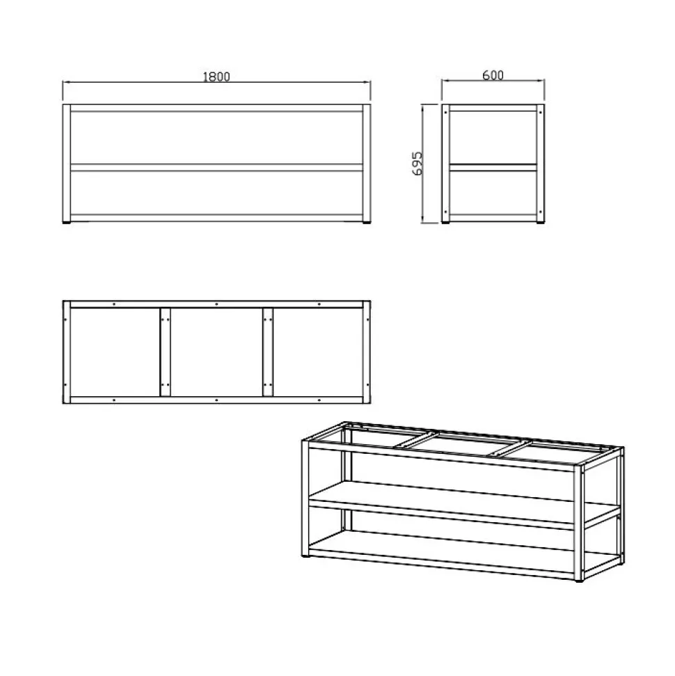 Kesäkeittiön perusmoduuli Myoutdoorkitchen 180 cm 3 moduulia musta