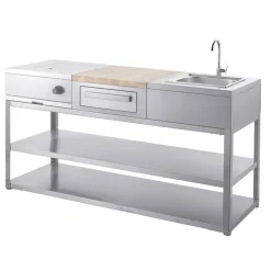 Kesäkeittiön perusmoduuli Myoutdoorkitchen 180 cm 3 moduulia ruostumaton teräs