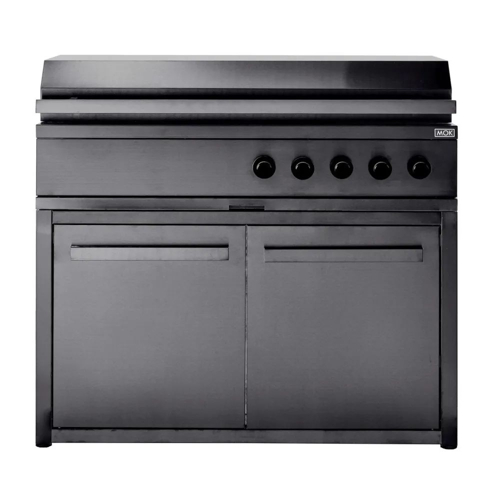 Kesäkeittiön perusmoduuli ovella Myoutdoorkitchen 120 cm 2 moduulia musta