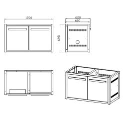 Kesäkeittiön perusmoduuli ovella Myoutdoorkitchen 120 cm 2 moduulia musta