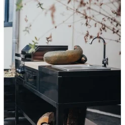 Kesäkeittiön tiskiallasmoduuli Myoutdoorkitchen integroitava musta