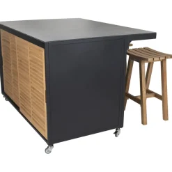 Kesäkeittiön työtasomoduuli Brafab Fornax, 140x74cm, musta/tiikki