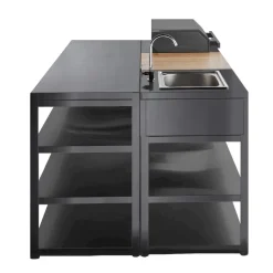 Kesäkeittiön työtasomoduuli hyllyillä Myoutdoorkitchen 180 cm musta