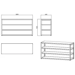 Kesäkeittiön työtasomoduuli hyllyillä Myoutdoorkitchen 180 cm musta