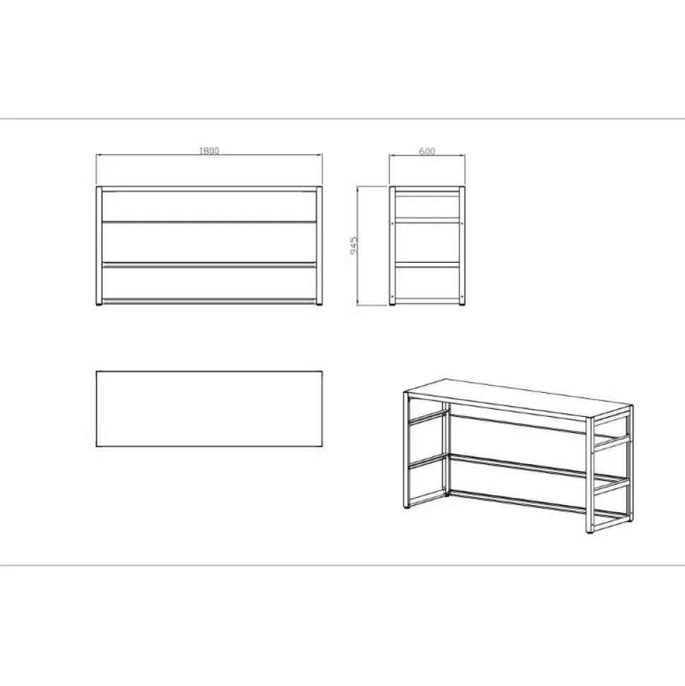 Kesäkeittiön työtasomoduuli Myoutdoorkitchen Nordic Line Black, 180cm