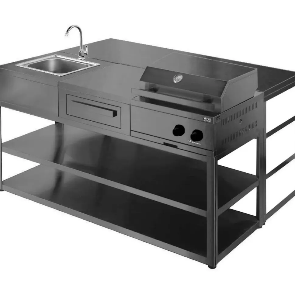 Kesäkeittiön työtasomoduuli Myoutdoorkitchen Nordic Line Black, 180cm