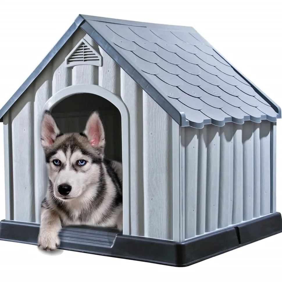 Koirankoppi 92x87x91 cm muovi harmaa