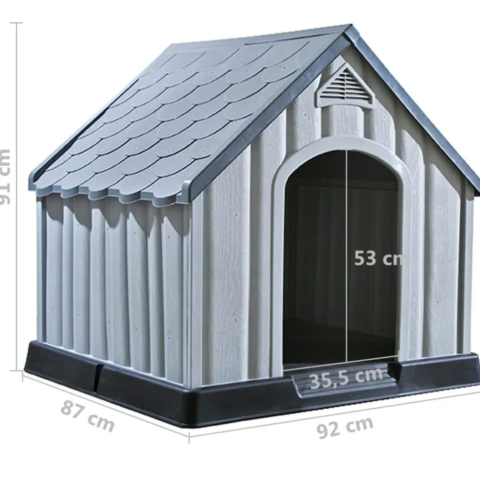 Koirankoppi 92x87x91 cm muovi harmaa