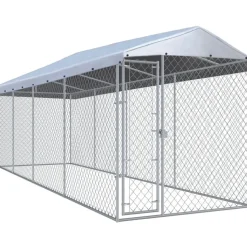 Koiratarha katoksella, 7,6x1,9x2,4 m