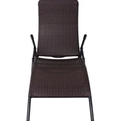 Kokoontaitettava aurinkotuoli 61x147x95 cm polyrottinki ruskea