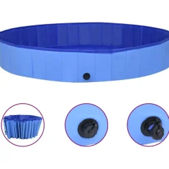 Kokoontaitettava koiran uima-allas sininen 300x40 cm PVC