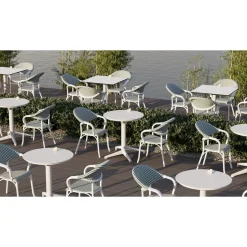 Kokoontaitettava pöytä Linento Garden Moon V2F, Ø60cm, valkoinen