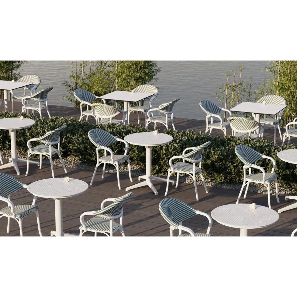 Kokoontaitettava pöytä Linento Garden Moon V2F, Ø60cm, valkoinen