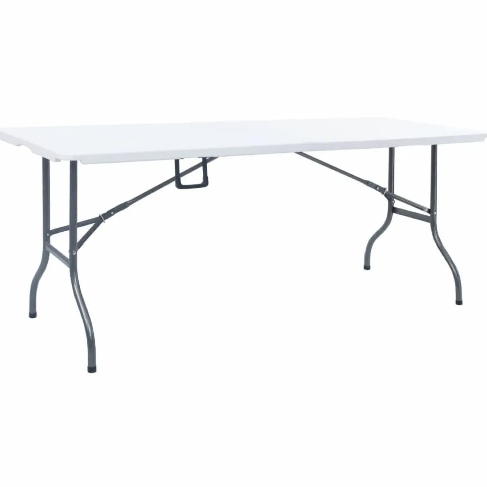 Kokoontaittuva puutarhapöytä valkoinen 180x72x72 cm polyeteeni