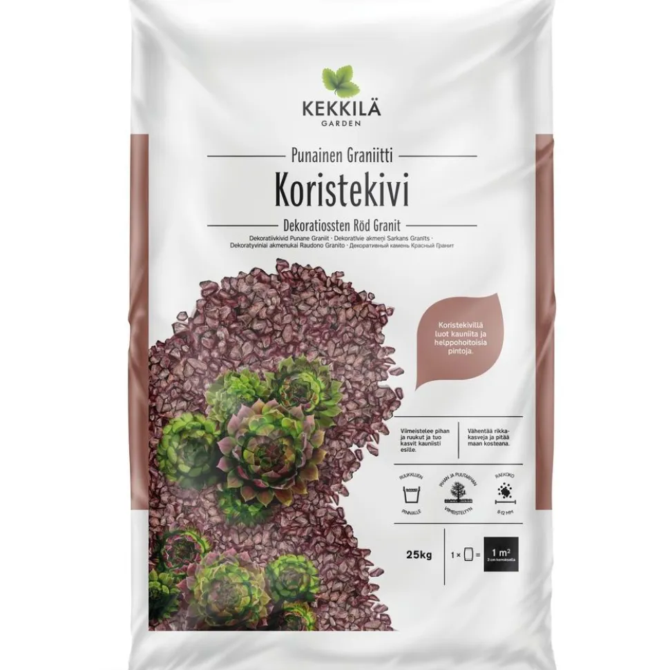 Koristekivi Kekkilä Punainen Graniitti 8-12 mm 42 säkkiä x 25 kg lava 1050 kg