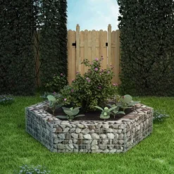 Korotettu kuusikulmainen gabion-/kivikorikehys 200x173x40 cm
